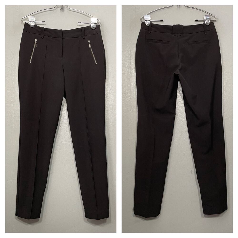Worthington Modern Fit Black Dress Pants Size 4 Petite Office Career Moto Zipper